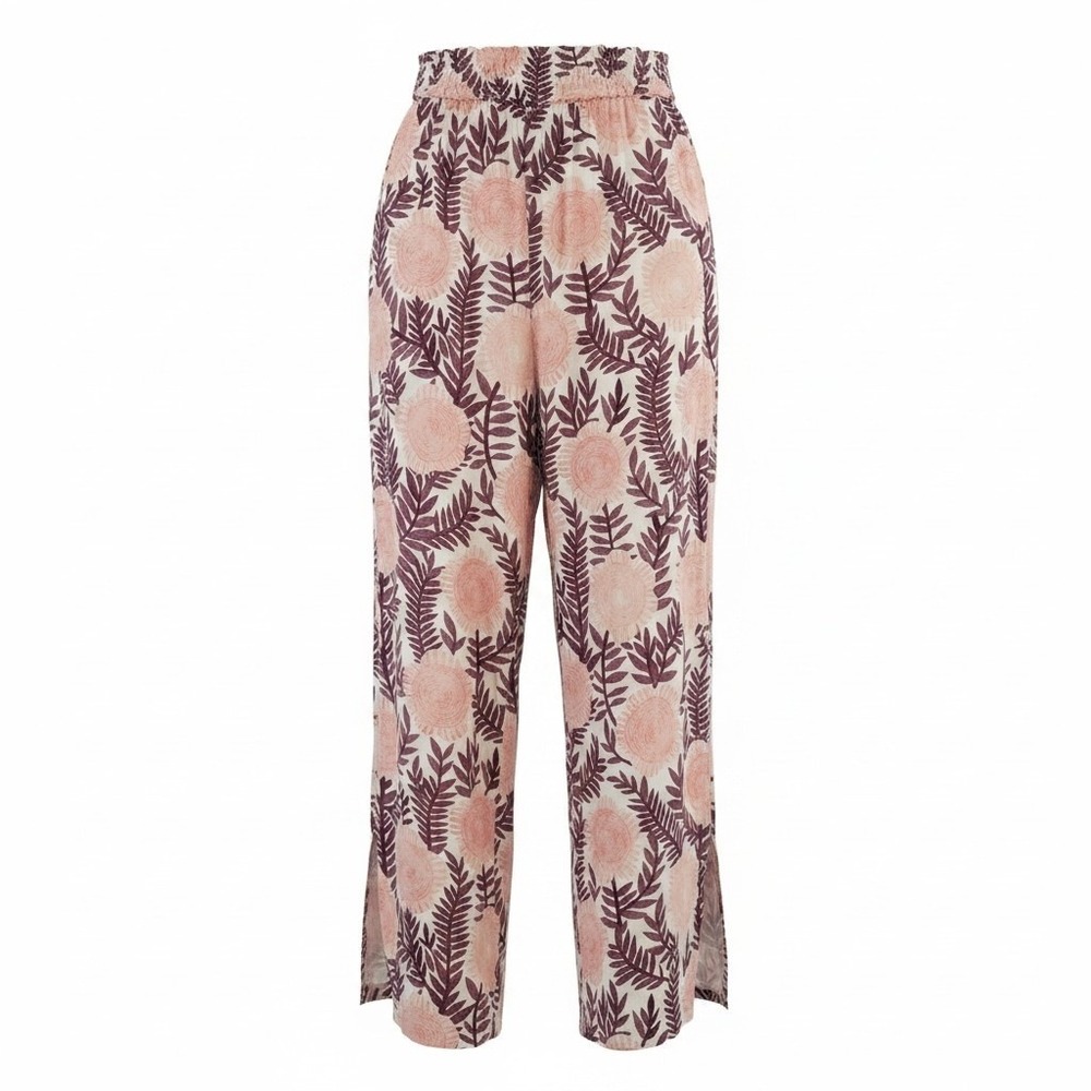Cecilia Pettersson Anthropologie Pants Women 28 Pink Floral Wide Leg Viscose